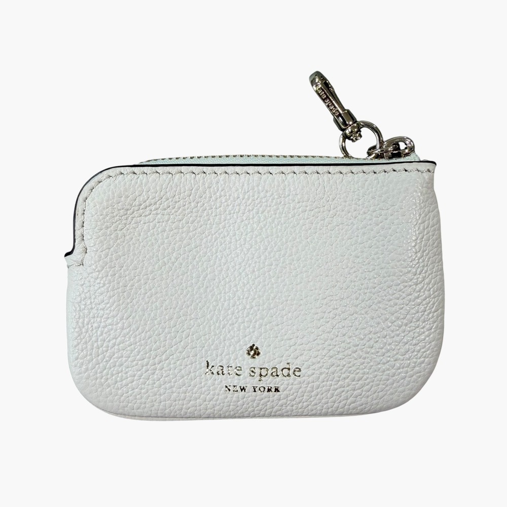 Kate Spade Womens Small White Pebbled Leather Coin Pouch
